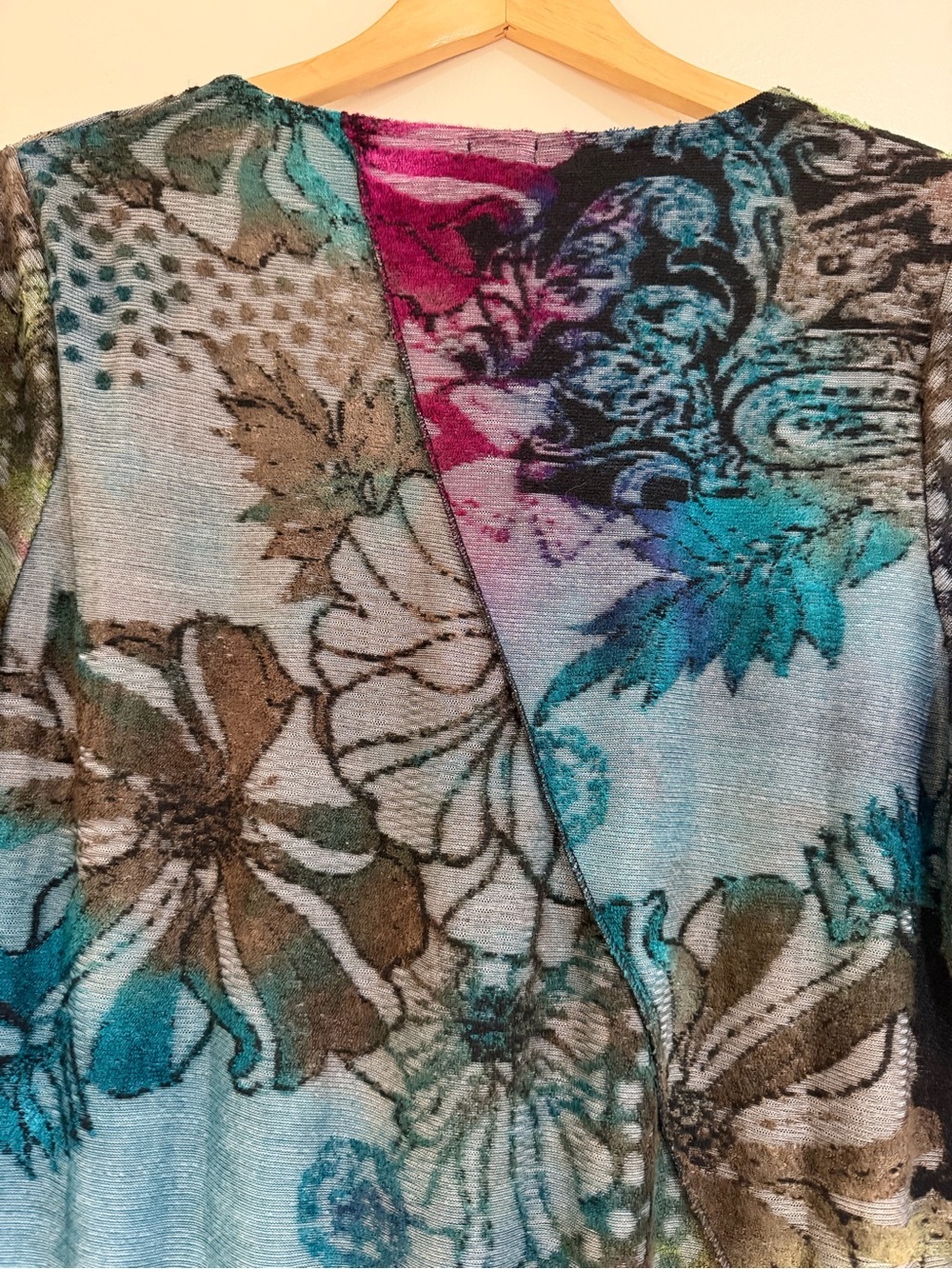 NWT Shana Long-Sleeve V-Neck Floral Abstract Midi Dress in Multicolor‎ large - Picture 8 of 12